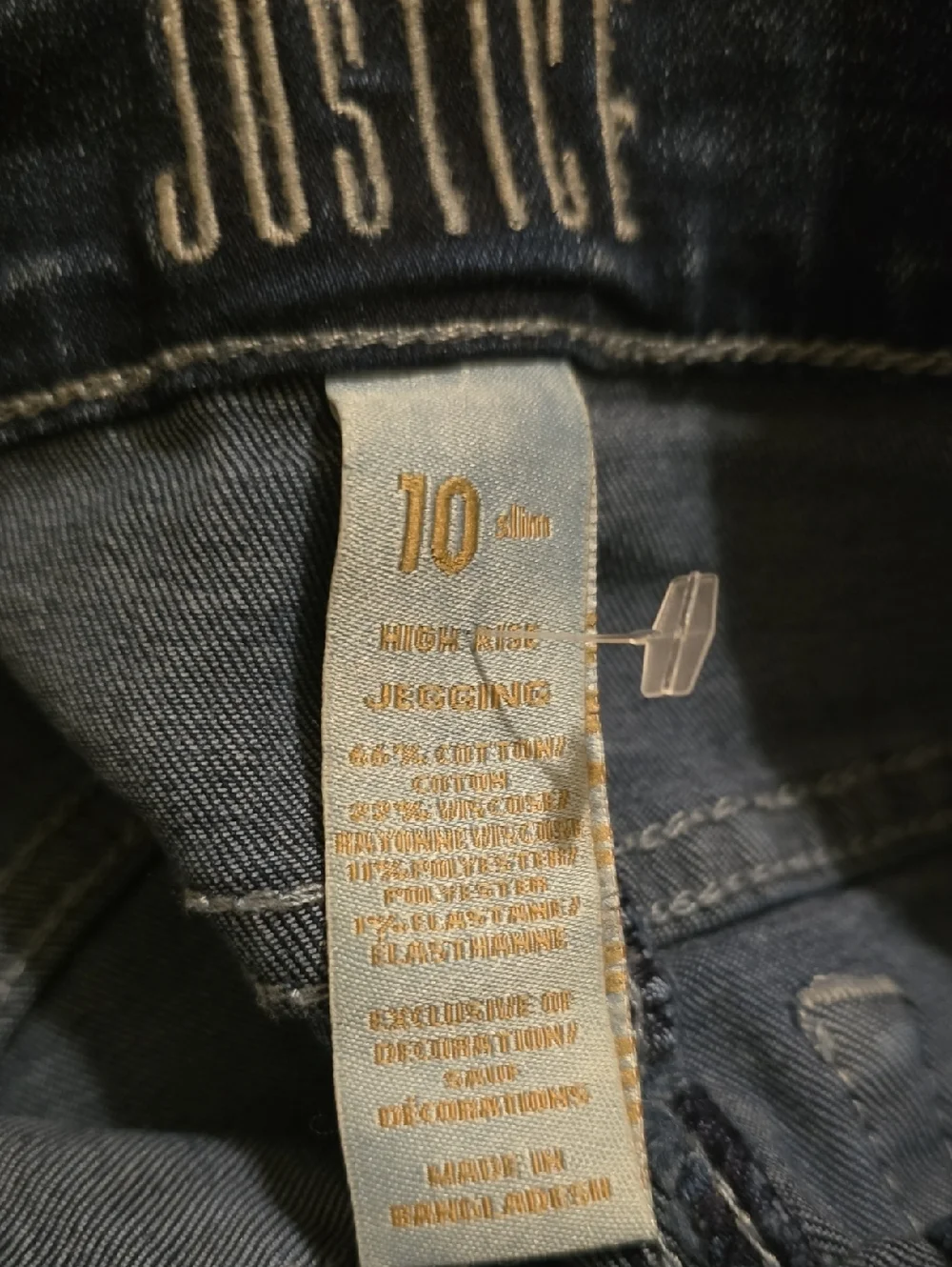 Justice Jeans Girls Size 10 Slim Blue Jegging High Rise Stretchy Button Fly